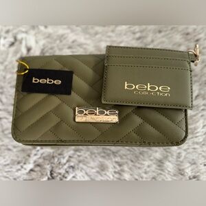 BEBE Olive Quilted Wallet Crossbody Bag